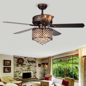 Pshita 3-light Crystal 5-blade 52-inch Rustic Bronze Ceiling Fan