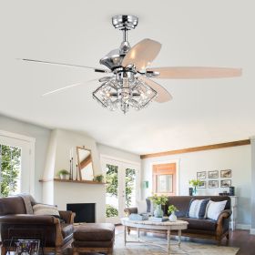 Magee Chrome 52-Inch 5-Blade Lighted Ceiling Fan w/ Pentagon Crystal Shade (Includes Remote)