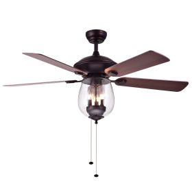 Warehouse of Tiffany Tibwald Wood Glass 52-inch 5-blade Lighted Ceiling Fan