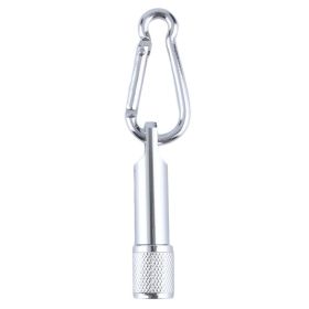 Carabiner Small Flashlight Mini Torch (Color: Silver)