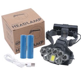 Outdoor Camping Glare Zoom Long-range Fishing Headlight (Option: Headlight and cable and batter)