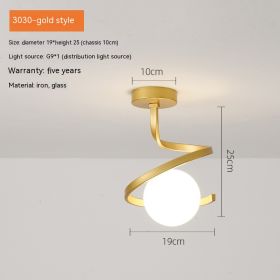 Aisle Corridor Simple Modern Creative Balcony Ceiling Lamp (Option: 3030 Golden-Monochrome White Light 9W)