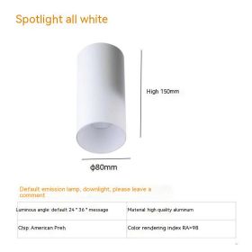 Thigh High Anti-glare Punch Free Ceiling Living Room Aisle Surface Mounted Spotlight (Option: 10w Warm Light 3000k-All White)