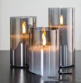 Electroplated Glass LED Electronic Candle Lights Wholesale Rechargeable (Option: Grey ordinary)