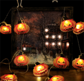 Halloween Battery Remote Control USB LED String Lights (Option: New pumpkin-1.5meters 10lights color)