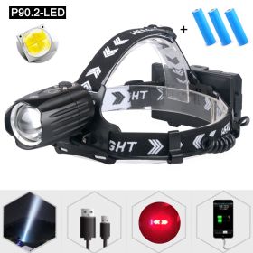 Strong Headlight Usb Display New Charging Can Input And Output Battery Headlight (Option: Headlight plus 3 18650 batteri)