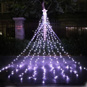 LED Five-pointed Star Waterfall Light To Decorate The Courtyard Outdoor (Option: White-EU)