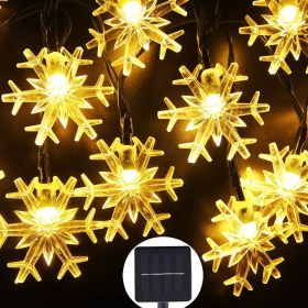 LED Solar Snowflake Light String Garden Christmas Tree Decoration (Option: Warm snowflakes-12meters and 100lights with Tw)