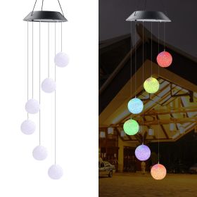 GANGES SA Solar Color-Changing Wind Chime Hanging Light; Led Wind Chime Light With Hanging Chestnut Balls; Festive Decoration (Color: Small Chestnut Ball Wind Chimes)