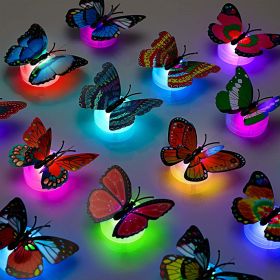 24pcs, 3D LED Butterfly Decoration Night Light Sticker Single And Double Wall Light For Garden Backyard Lawn Party Festive Party Nursery Bedroom Livin (Quantity: 12single+12double)