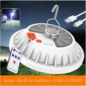 600W USB+solar Led Light Large 120LED Solar Light Market Night Light Solar Light Outdoor Lighting UFO Solar Light (Items: 120 LEDs, size: Remote Control)