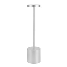 LED Waterproof Rechargeable Desk Lamp Touch Dimming Metal Table Lamps For Bar Living Room Reading Camping Light (Color: Silver)