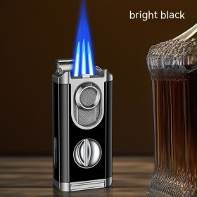 Cigar Lighter With Transom Three Torch Lighter (Option: Black-Gift Box Packaging)