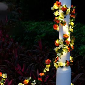 Rattan Lighting Chain Outdoor Courtyard Ornamental Festoon Lamp (Option: Orange Pink Rose Vine Lamp-Battery Box)